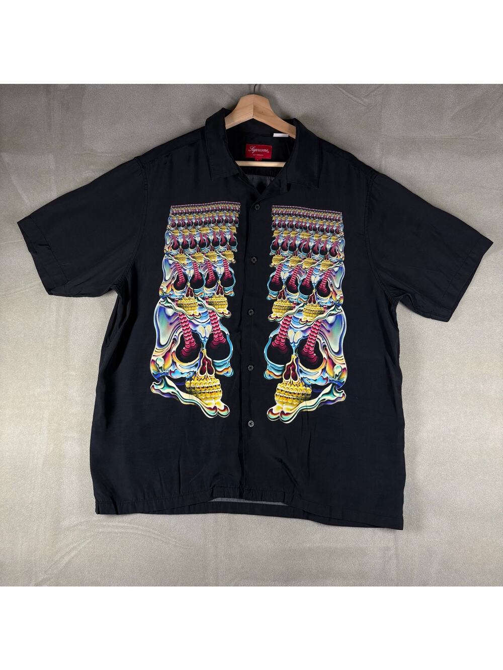 Supreme Gonz Skull Pile Rayon Button Up Shirt Black Large SS19 Graphic Tee